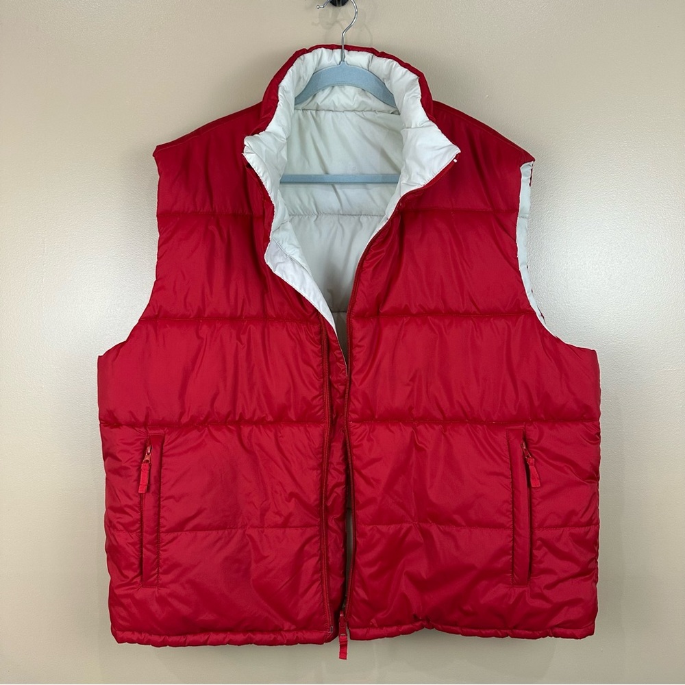 Mens Red Reversible Trucker Puffer Vest XL Casual Gorpcore Outdoors